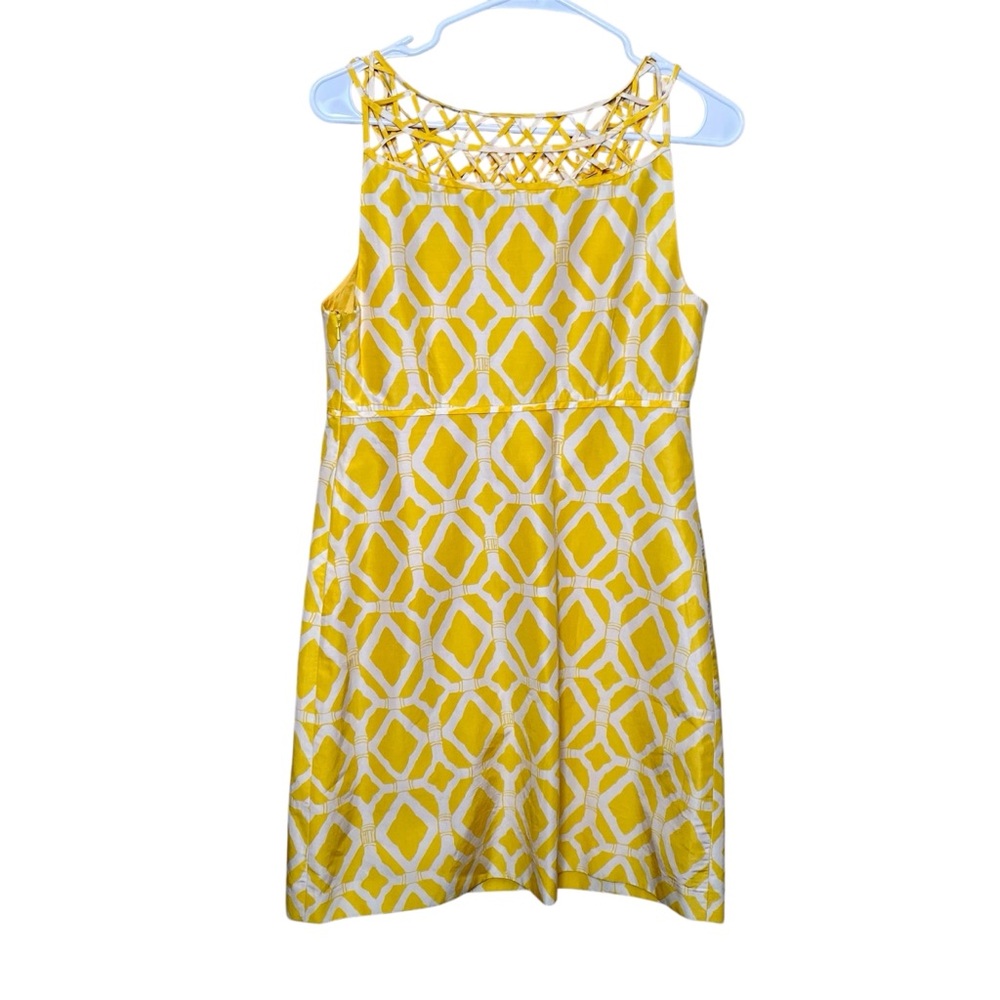 Lilly Pulitzer “Jacqueline” Yellow and White Silk Cotton Sleeveless Shift Dress